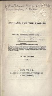 England and the English by Edward Bulwer Lytton, Baron Lytton