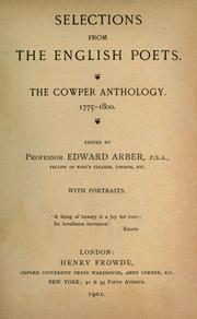 Cover of: The Cowper anthology. 1775-1800 A. D.