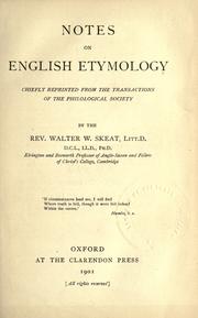 Cover of: Notes on English etymology by Walter W. Skeat