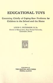 Cover of: Educational toys consisting chiefly of coping-saw problems for children in the school and the home