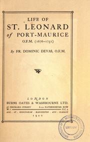 Cover of: Life of St. Leonard of Port-Maurice, O.F.M. (1676-1751) by Dominic Devas