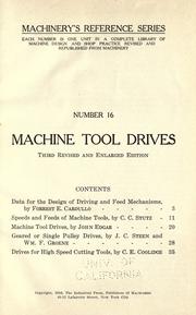 Cover of: Machine tool drives ...