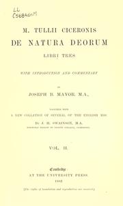 Cover of: De natura deorum, libri tres by Cicero