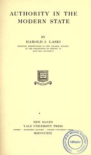 Cover of: Authority in the modern state by Harold Joseph Laski