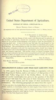 Reclamation of alkali land near Salt Lake City, Utah by W. H. Heileman