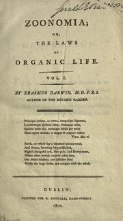 Cover of: Zoonomia; or, The laws of organic life. by Erasmus Darwin