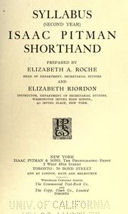 Cover of: Syllabus (second year) Isaac Pitman shorthand by Roche, Elizabeth A.