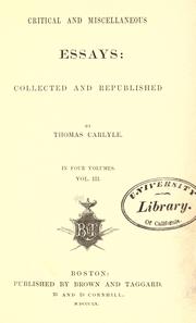 Cover of: Critical and miscellaneous essays by Thomas Carlyle