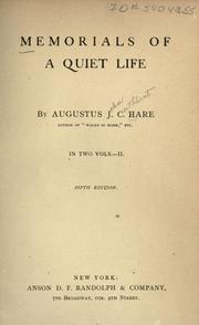 Cover of: Memorials of a quiet life