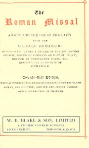 Cover of: The Roman Missal adapted to the use of the laity from the Missale Romanum by Catholic Church