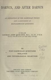 Cover of: Darwin and after Darwin by George John Romanes
