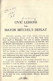 Cover of: Civic lessons from Mayor Mitchel's defeat by Eda Amberg
