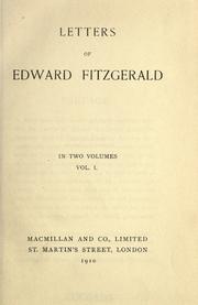 Cover of: Letters of Edward Fitzgerald. by Edward FitzGerald