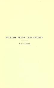 Cover of: William Pryor Letchworth.