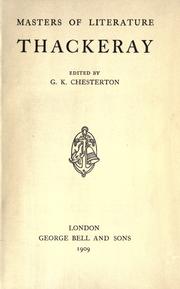 Cover of: Thackeray: Edited by G.K. Chesterton.