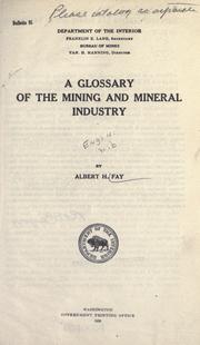 Cover of: A glossary of the mining and mineral industry