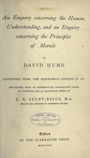Cover of: An enquiry concerning the human understanding by David Hume