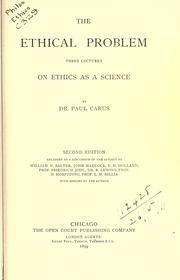 Cover of: The ethical problem by Paul Carus