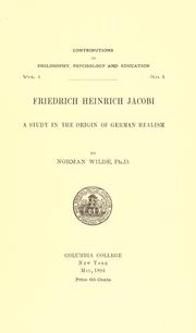 Cover of: Friedrich Heinrich Jacobi by Norman Wilde
