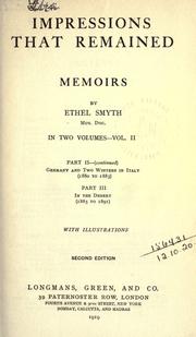 Cover of: Impressions that remained by Ethel Smyth