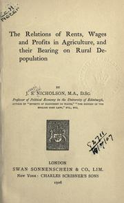 Cover of: The relations of rents, wages, and profits in agriculture by J. Shield Nicholson