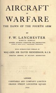 Cover of: Aircraft in warfare, the dawn of the fourth arm