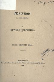 Cover of: Marriage in free society.