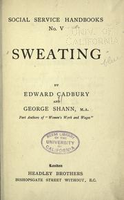 Cover of: Sweating by Edward Cadbury