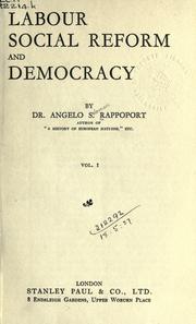 Cover of: Labour, social reform and democracy.