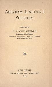 Cover of: Abraham Lincoln's speeches. by Abraham Lincoln