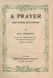 Cover of: A prayer, and other selections