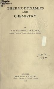 Cover of: Thermodynamics and chemistry. by Frank Henry MacDougall