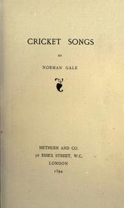 Cover of: Cricket songs.