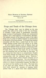 The frogs and toads of the Chicago area by Karl Patterson Schmidt