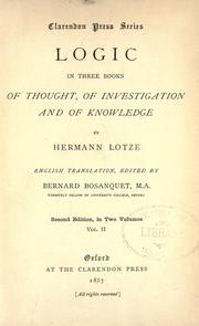 Cover of: Logic, in three books by Hermann Lotze