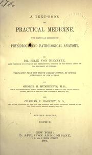 Cover of: A text-book of practical medicine by Niemeyer, Felix von.