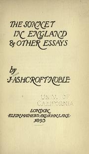 Cover of: The sonnet in England, & other essays by J. Ashcroft Noble