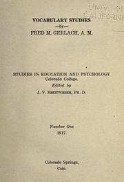 Cover of: Vocabulary studies by Fred M. Gerlach