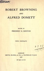 Cover of: Robert Browning and Alfred Domett