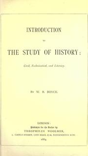 Cover of: Introduction to the study of history: civil, ecclesiastical, and literary