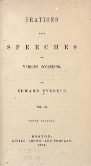 Cover of: Orations and speeches on various occasions. by Edward Everett