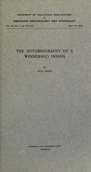 Cover of: The autobiography of a Winnebago Indian
