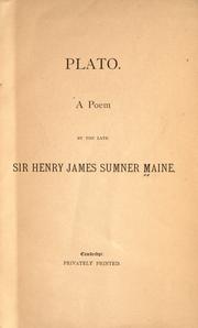 Cover of: Plato: a poem