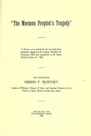 Cover of: "The Mormon prophet's tragedy;" by Orson F. Whitney