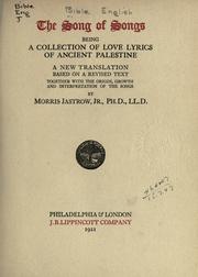 Cover of: The Song of Songs by by Morris Jastrow.