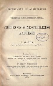 Cover of: Studies on wine-sterilizing machines