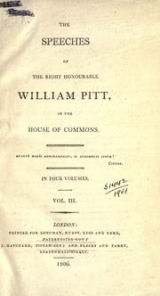 Cover of: Speeches in the House of Commons: [Edited by W.S. Hathaway]