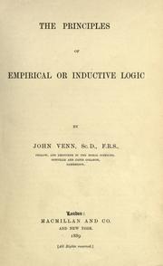 Cover of: The principles of empirical or inductive logic