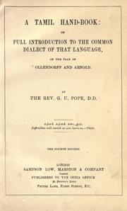 Cover of: A Tamil hand-book by George Uglow Pope