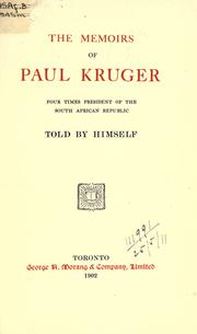 Cover of: The memoirs of Paul Kruger by Kruger, Paul